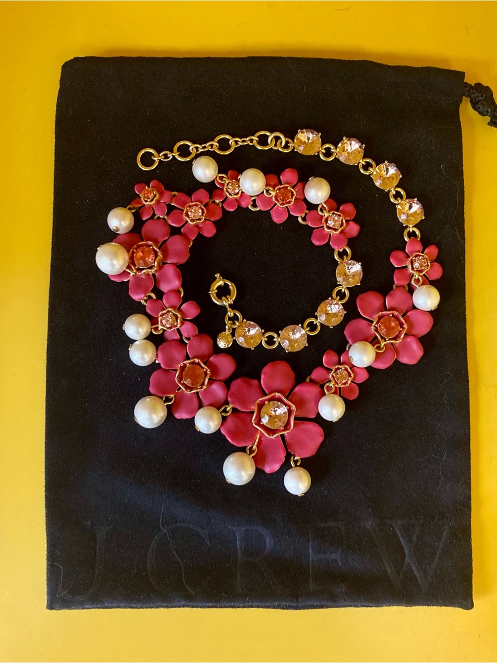 J. Crew Coral Pink Hibiscus Statement Necklace